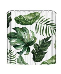 Palm Leaves Shower Curtain - Botanical and Coastal Bathroom Decor - Tropical Bath Curtain - Home Gift