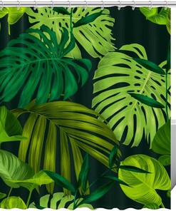 Palm Leaves Shower Curtain with Tropical Design for Bathroom Decor