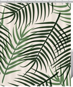 Palm Leaves Shower Curtain with Tropical Plant Design for Home Decor