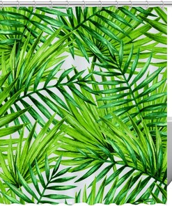 Palm Tree Leaves Pattern Fabric Shower Curtain for Bathroom Decor