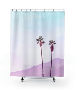 Palm Tree Shower Curtain - Wanderlust Bathroom Decor - Tropical Bath Curtain - Home Gift