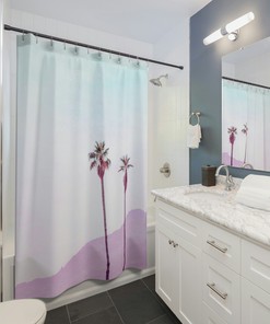 Palm Tree Shower Curtain - Wanderlust Bathroom Decor - Tropical Bath Curtain - Home Gift