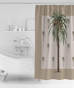 Palm Trees Shower Curtain - Tropical Plants Print on Beach Fabric for Summer Bathroom Decor