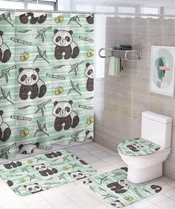 Pandas in Love with Bamboo Leaves Shower Curtain - Waterproof for Bathroom