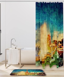Paris City Night View Shower Curtain for a Beautiful French-Inspired Bathroom