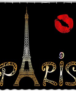 Paris Eiffel Tower Red Lips Shower Curtain - Bathroom Curtain Decor