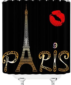 Paris Eiffel Tower Red Lips Shower Curtain - Bathroom Curtain Decor