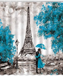 Paris Eiffel Tower Shower Curtain for Bathroom Decor