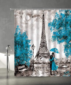 Paris Eiffel Tower Shower Curtain for Bathroom Decor