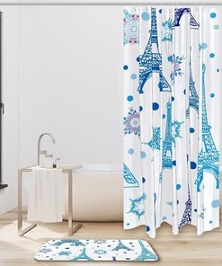 Paris Eiffel Tower Winter Shower Curtain for Bathroom Decor