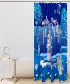 Park Night Peacock Fabric Shower Curtain for Bathroom Decor