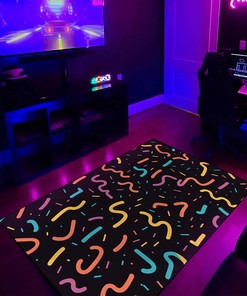 Party Confetti Purple Seamless Pattern, Customizable Area Rug for Living Room