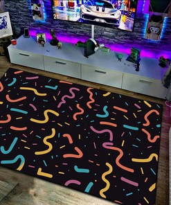 Party Confetti Purple Seamless Pattern, Customizable Area Rug for Living Room