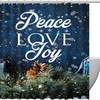 Peace and Love Snowflakes Christmas Shower Curtain for Uplifting Bathroom Decor 