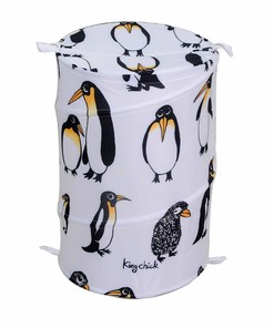 Penguin Design Waterproof Bathroom Shower Curtain and Pop-Up Laundry Hamper - Kid-Friendly and Fun 
