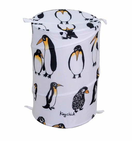 Penguin Design Waterproof Bathroom Shower Curtain and Pop-Up Laundry Hamper - Kid-Friendly and Fun