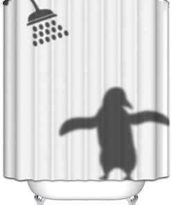 Penguin Shadow Waterproof Shower Curtain for Adorable Bathroom Decor