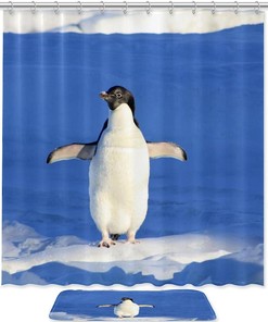 Penguin Waterproof Bathroom Curtain - Bring Winter to Your Bathroom