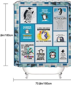 Penguin is My Spirit Animal Bathroom Shower Curtain with Hooks