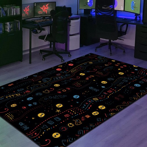 Personalizable Pac Man Icons Arcade Pattern Area Rug for Home Decoration