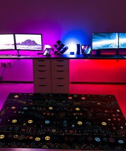 Personalizable Pac Man Icons Arcade Pattern Area Rug for Home Decoration