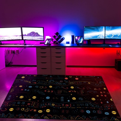 Personalizable Pac Man Icons Arcade Pattern Area Rug for Home Decoration