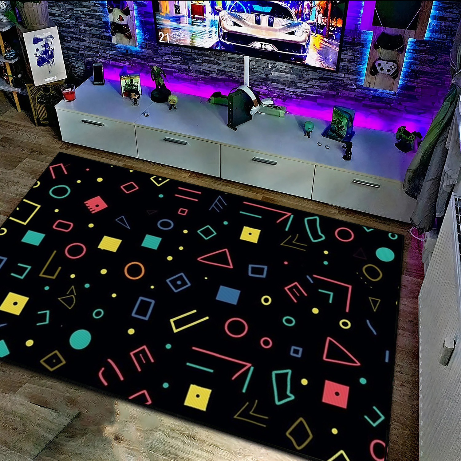 Personalized Arcade Pattern Area Rug for Home Decor