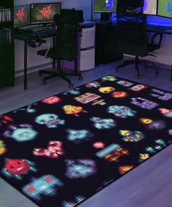 Personalized Arcade Pattern Bedroom Rug for Gamers