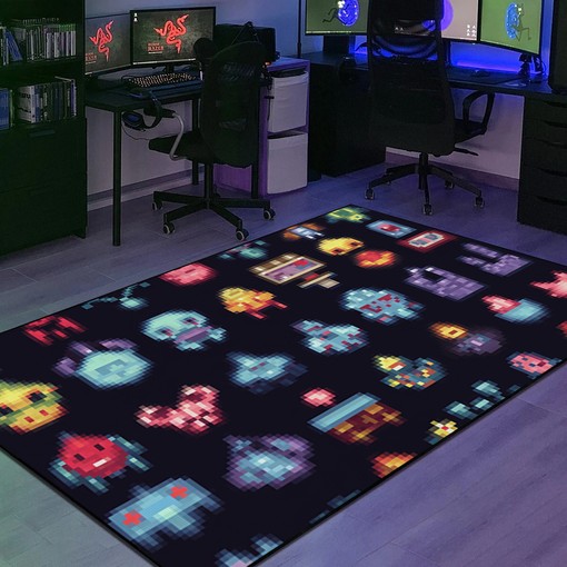 Personalized Arcade Pattern Bedroom Rug for Gamers
