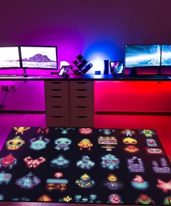 Personalized Arcade Pattern Bedroom Rug for Gamers