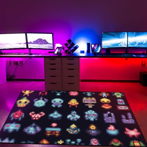 Personalized Arcade Pattern Bedroom Rug for Gamers