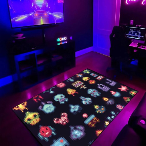 Personalized Arcade Pattern Bedroom Rug for Gamers