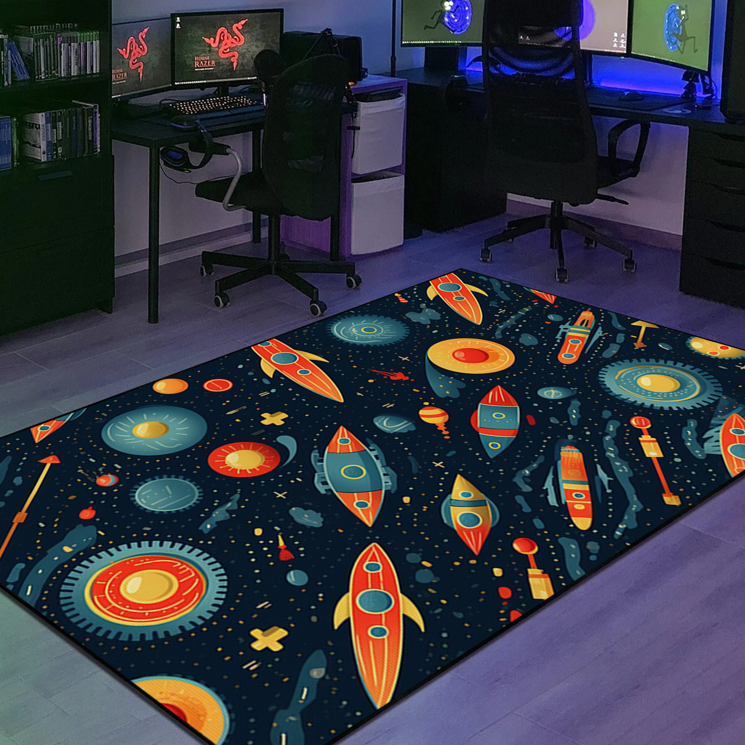 Personalized Arcade Pattern Missile Patterns Area Rug