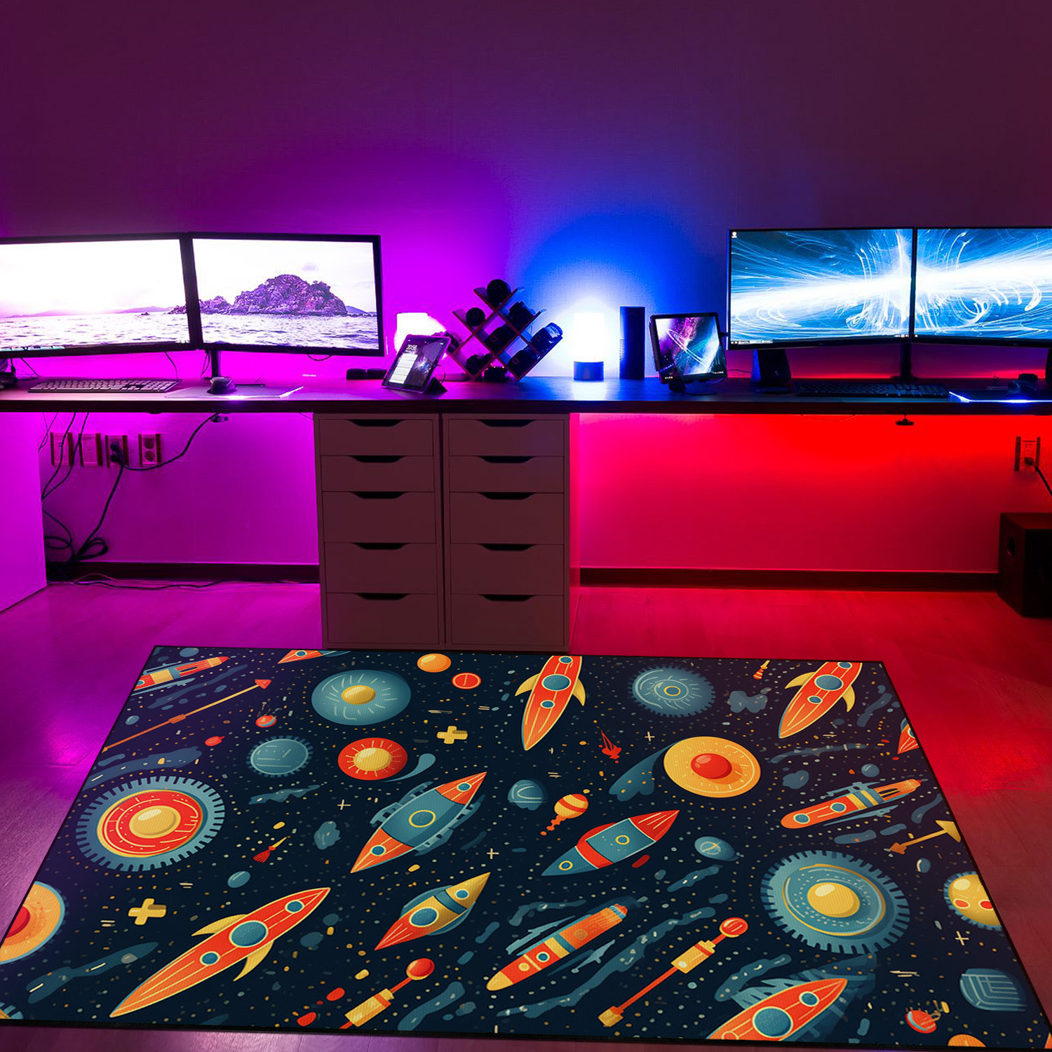 Personalized Arcade Pattern Missile Patterns Area Rug