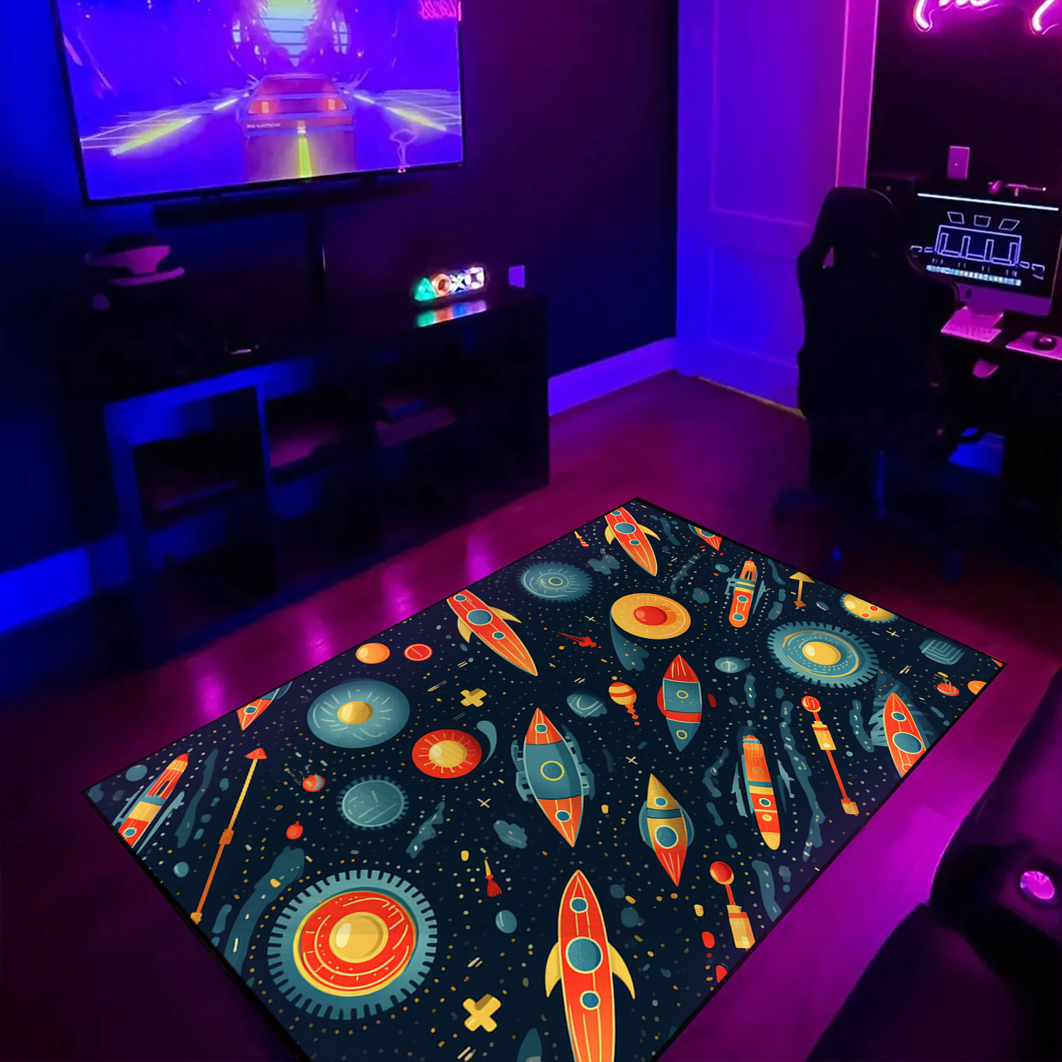 Personalized Arcade Pattern Missile Patterns Area Rug