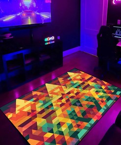 Personalized Arcade Pattern with Triangular Pixel Art Area Rug