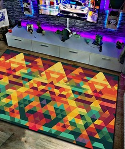 Personalized Arcade Pattern with Triangular Pixel Art Area Rug