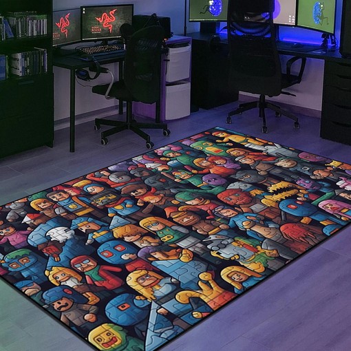 Personalized Arcade Patternated Characters Area Rug