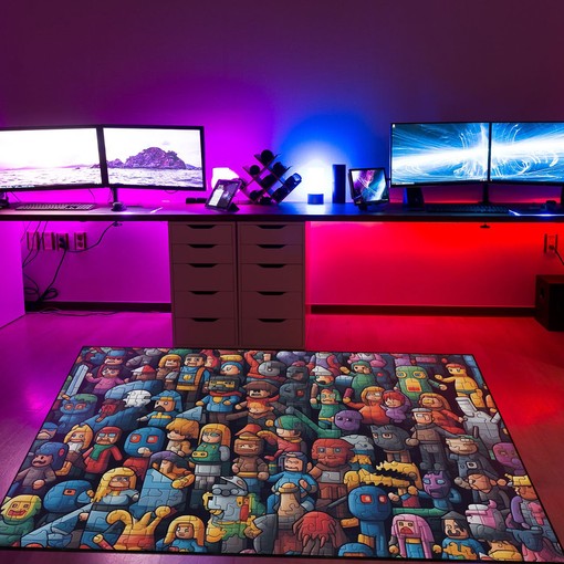 Personalized Arcade Patternated Characters Area Rug