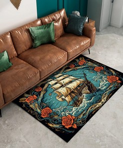 Personalized Cartoonish Style Tattoo Art Print Area Rug for Home