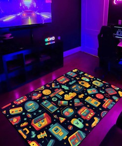 Personalized Game Arcade Pattern Area Rug