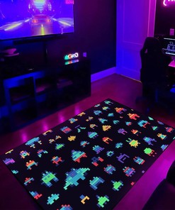 Personalized Invaders Pattern Area Rug - Chad Knight, Blink-and-You-Miss-It Detail