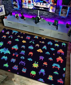 Personalized Invaders Pattern Area Rug - Chad Knight, Blink-and-You-Miss-It Detail