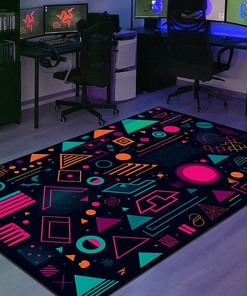 Personalized Neon Shapes Pattern for Home Decoration, 90s Geometric Design