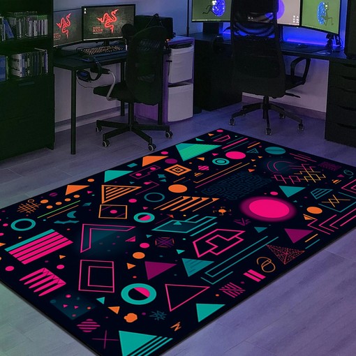 Personalized Neon Shapes Pattern for Home Decoration, 90s Geometric Design