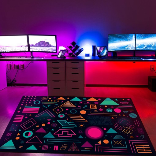 Personalized Neon Shapes Pattern for Home Decoration, 90s Geometric Design
