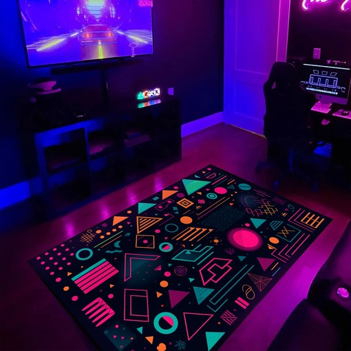 Personalized Neon Shapes Pattern for Home Decoration, 90s Geometric Design