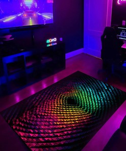 Personalized Psychedelic Rainbow Grid Area Rug for Home Decoration