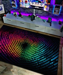 Personalized Psychedelic Rainbow Grid Area Rug for Home Decoration