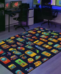 Personalized Retro Game Power-Ups Area Rug